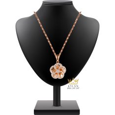 Dây Chuyền The Rose Bloom vàng hồng nguyên khối Au750 đính kim cương