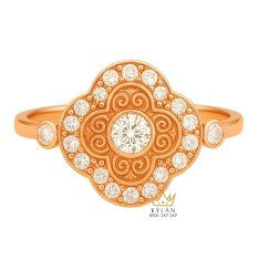 Nhẫn Étoile vàng hồng nguyên khối Au750 đính kim cương