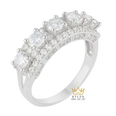 Nhẫn Pure vàng trắng nguyên khối Au750 đính kim cương