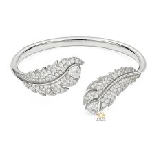 Vòng tay Swarovski vàng trắng nguyên khối Au750 đính kim cương