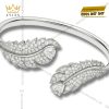 Vòng tay Swarovski vàng trắng nguyên khối Au750 đính kim cương