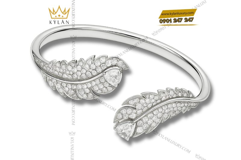 Vòng tay Swarovski vàng trắng nguyên khối Au750 đính kim cương