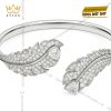 Vòng tay Swarovski vàng trắng nguyên khối Au750 đính kim cương