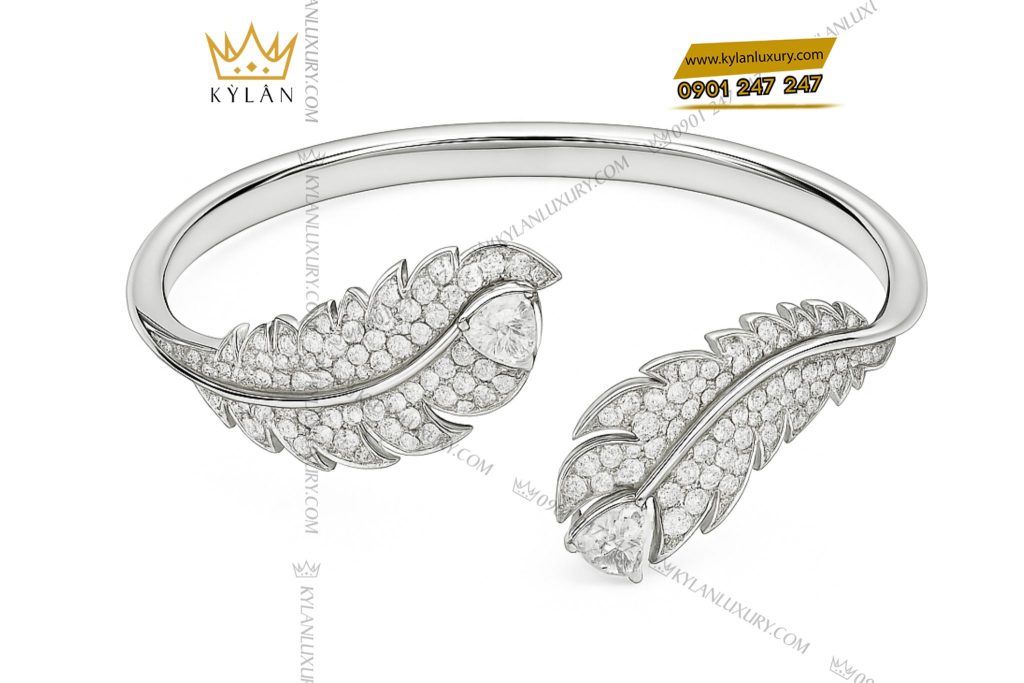 Vòng tay Swarovski vàng trắng nguyên khối Au750 đính kim cương
