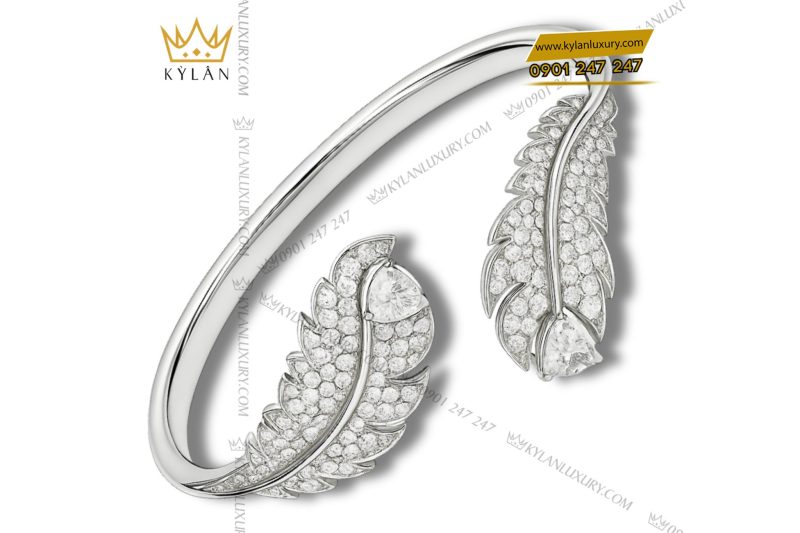 Vòng tay Swarovski vàng trắng nguyên khối Au750 đính kim cương