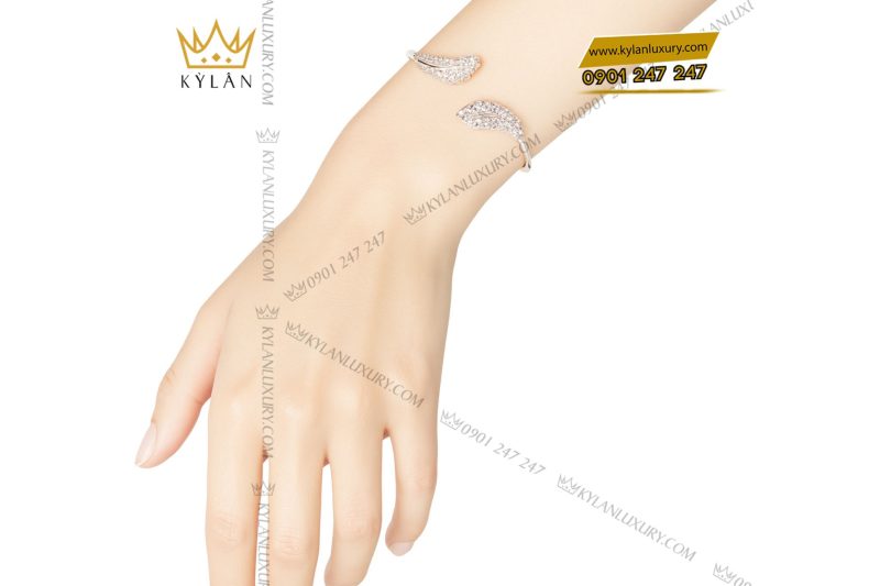 Vòng tay Swarovski vàng trắng nguyên khối Au750 đính kim cương