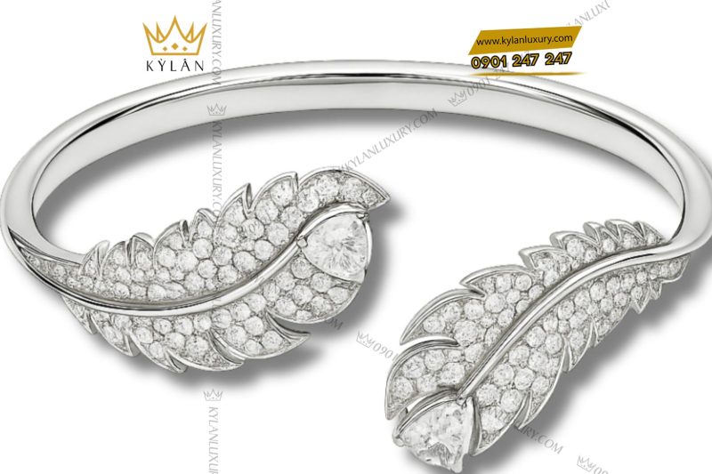Vòng tay Swarovski vàng trắng nguyên khối Au750 đính kim cương