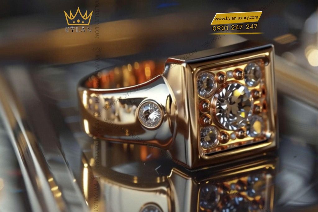 Kỳ Lân Luxury a722b9263819b047e908 Nhẫn Noble vàng nguyên khối Au750 đính kim cương