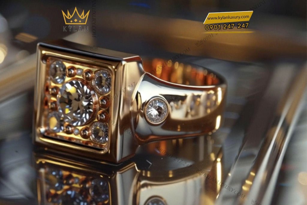 Kỳ Lân Luxury b865cc614d5ec5009c4f Nhẫn Noble vàng nguyên khối Au750 đính kim cương