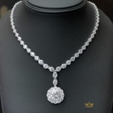 Dây chuyền Whispering Shine vàng trắng nguyên khối Au750 đính kim cương