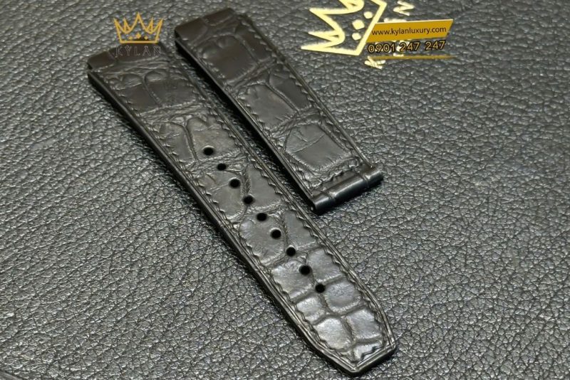 Dây đồng hồ Hublot da cá đen 42mm