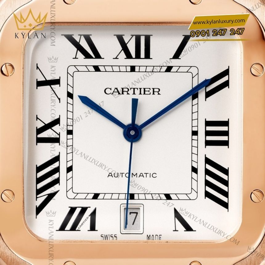 Kỳ Lân Luxury dong ho cartier santos de cartier large crwgsa0018 5 Đồng hồ Cartier Santos de Cartier Large vàng hồng CRWGSA0018