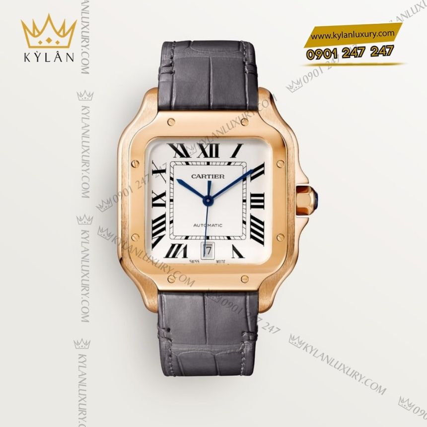 Kỳ Lân Luxury dong ho cartier santos de cartier large crwgsa0018 6 Đồng hồ Cartier Santos de Cartier Large vàng hồng CRWGSA0018