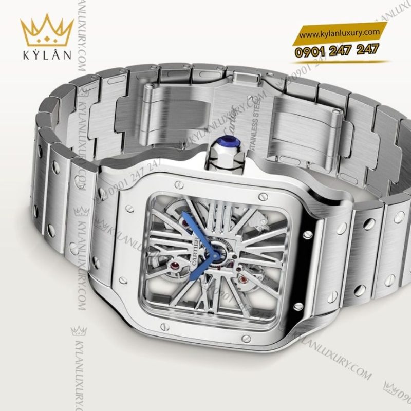 Đồng hồ Cartier Santos de Cartier Skeleton thép lộ cơ CRWHSA0015