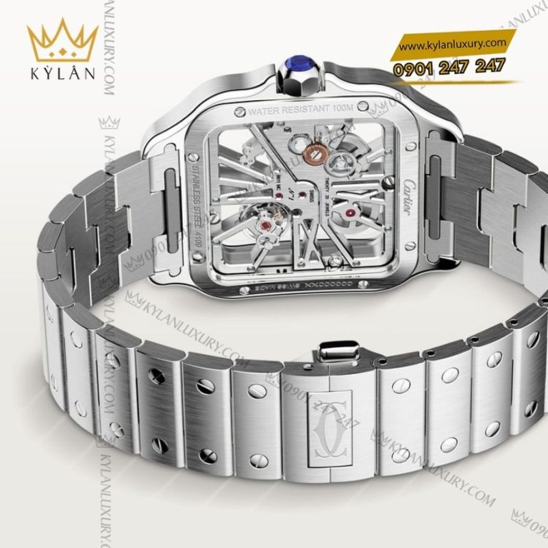 Đồng hồ Cartier Santos de Cartier Skeleton thép lộ cơ CRWHSA0015