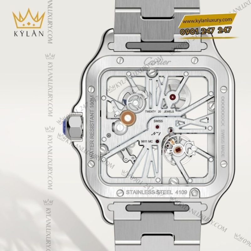 Đồng hồ Cartier Santos de Cartier Skeleton thép lộ cơ CRWHSA0015