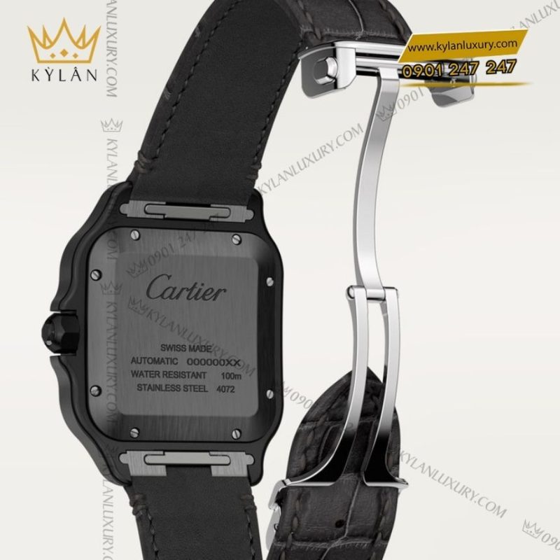 Đồng hồ Cartier Santos de Cartier thép ADLC mặt số đen CRSSA0039