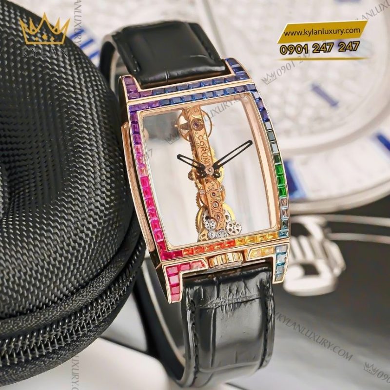 Đồng hồ Corum Golden Bridge Classic viền đá đa sắc B113/02957