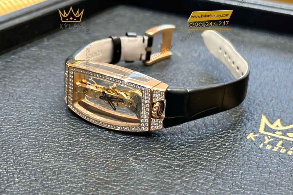 Kỳ Lân Luxury dong ho corum miss golden bridge vang hong 5 Đồng hồ Corum Miss Golden Bridge vàng hồng đính kim cương 13.112.85/00010000
