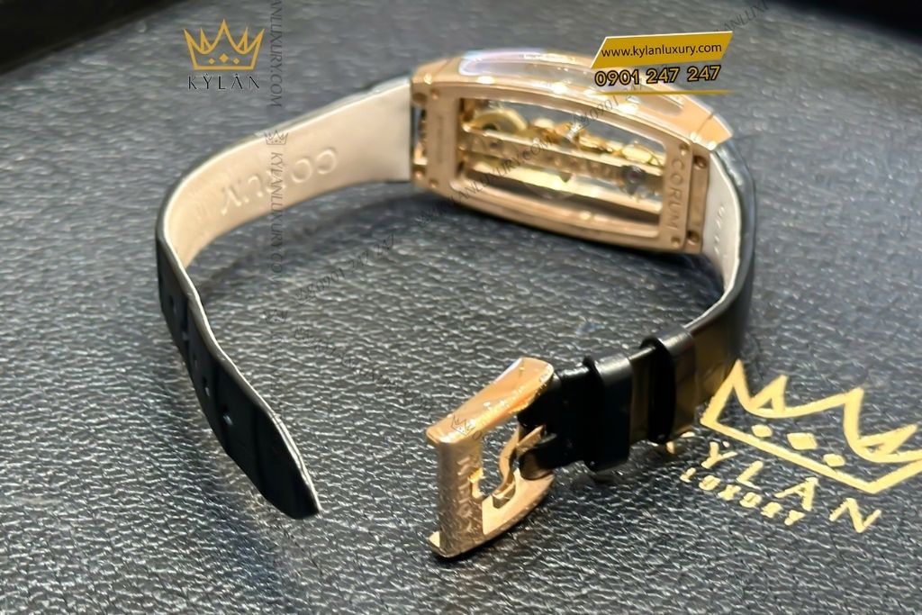 Kỳ Lân Luxury dong ho corum miss golden bridge vang hong 6 Đồng hồ Corum Miss Golden Bridge vàng hồng đính kim cương 13.112.85/00010000