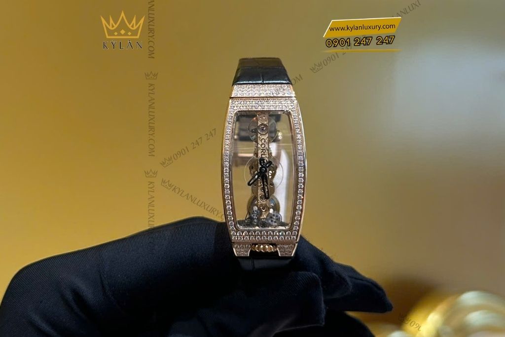 Kỳ Lân Luxury dong ho corum miss golden bridge vang hong 8 Đồng hồ Corum Miss Golden Bridge vàng hồng đính kim cương 13.112.85/00010000