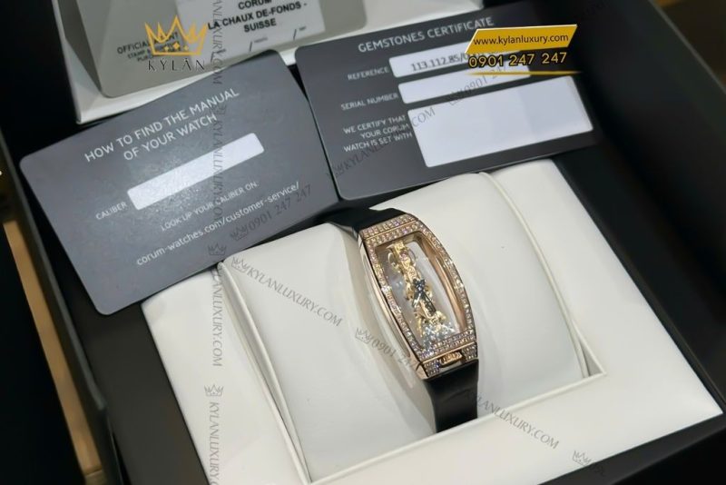 Đồng hồ Corum Miss Golden Bridge vàng hồng đính kim cương 13.112.85/00010000