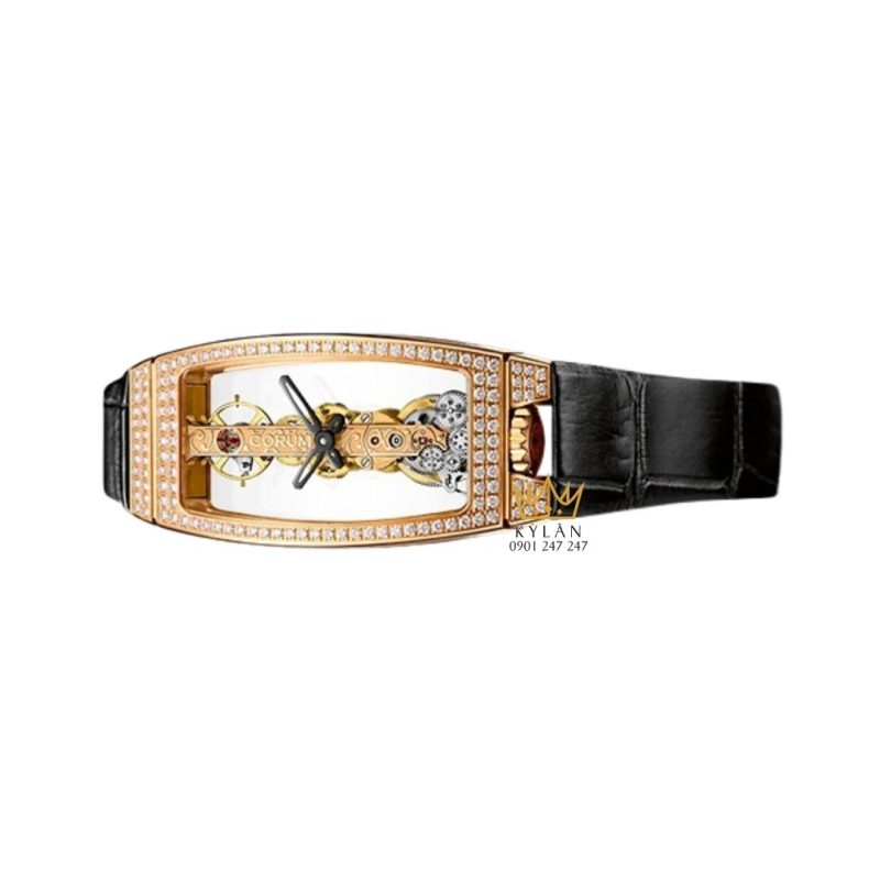Đồng hồ Corum Miss Golden Bridge vàng hồng đính kim cương 13.112.85/00010000