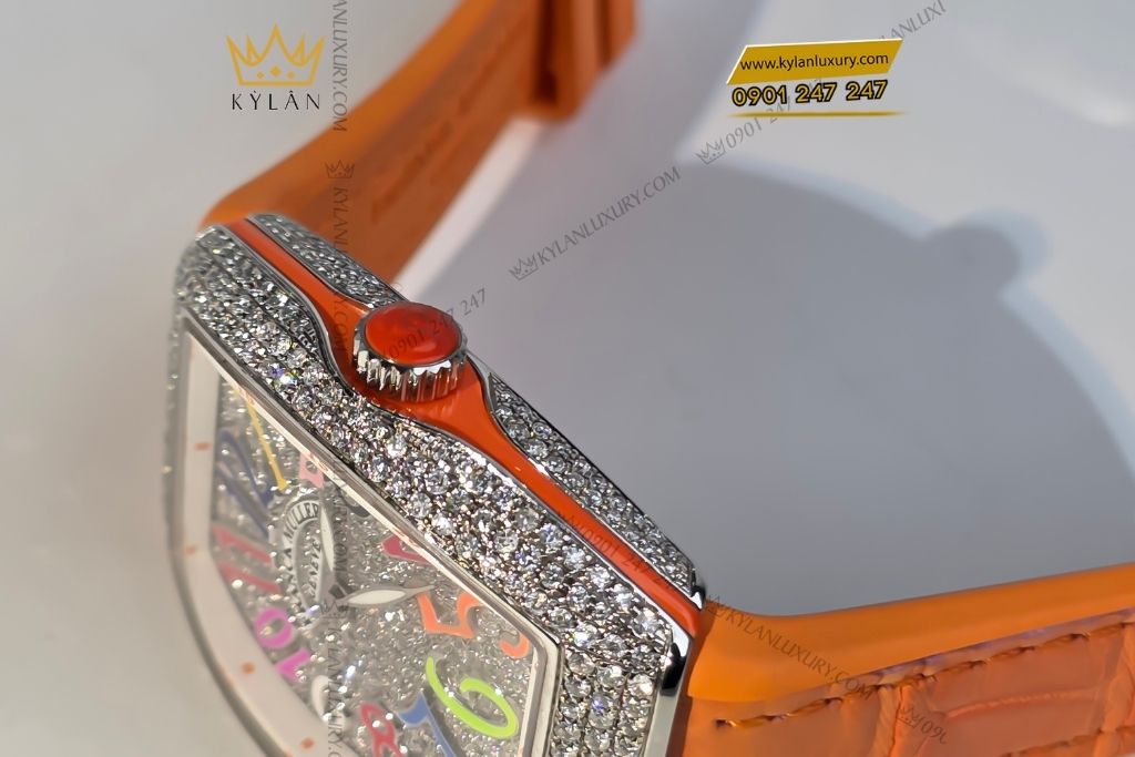Kỳ Lân Luxury dong ho franck muller vanguard v32 orange 9 Đồng hồ Franck Muller Vanguard V32 Orange Full Diamonds