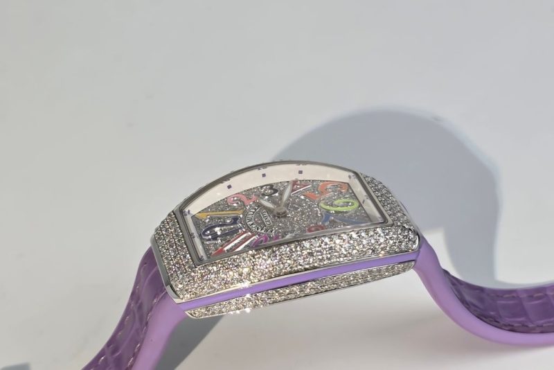 Đồng hồ Franck Muller Vanguard V32 Purple Full Diamonds Color