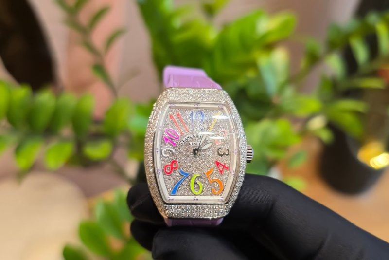 Đồng hồ Franck Muller Vanguard V32 Purple Full Diamonds Color