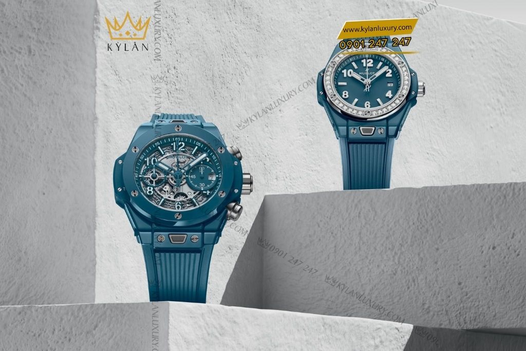 Kỳ Lân Luxury dong ho hublot big bang one click petrol blue ceramic diamonds 33 6 Đồng hồ Hublot Big Bang One Click Petrol Blue Ceramic Diamonds 33mm