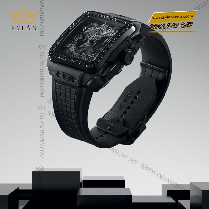 Kỳ Lân Luxury dong ho hublot square bang unico all black diamonds 42 Đồng hồ Hublot Square Bang Unico All Black Diamonds 42 mm 821.CI.0170.RX