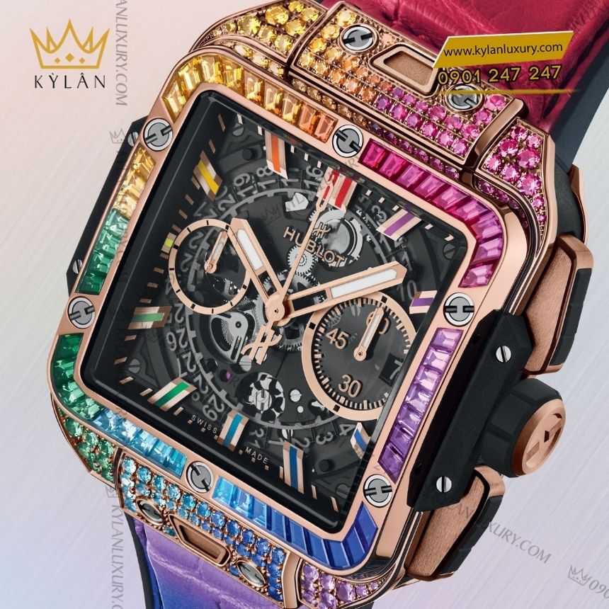 Kỳ Lân Luxury dong ho hublot square bang unico king gold rainbow 42 4 Đồng hồ Hublot Square Bang Unico King Gold Rainbow 42mm 821.OX.0118.LR.0999