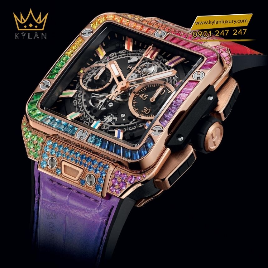 Kỳ Lân Luxury dong ho hublot square bang unico king gold rainbow 42 5 Đồng hồ Hublot Square Bang Unico King Gold Rainbow 42mm 821.OX.0118.LR.0999