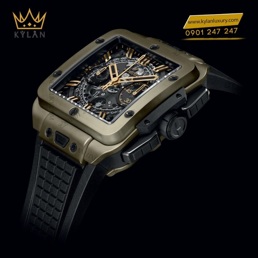 Kỳ Lân Luxury dong ho hublot square bang unico magic gold 42 5 Đồng hồ Hublot Square Bang Unico Magic Gold 42mm 821.MX.0130.RX