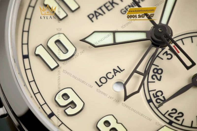 Đồng hồ Patek Philippe Calatrava Pilot Travel Time mặt số be sơn mài 5524G-010
