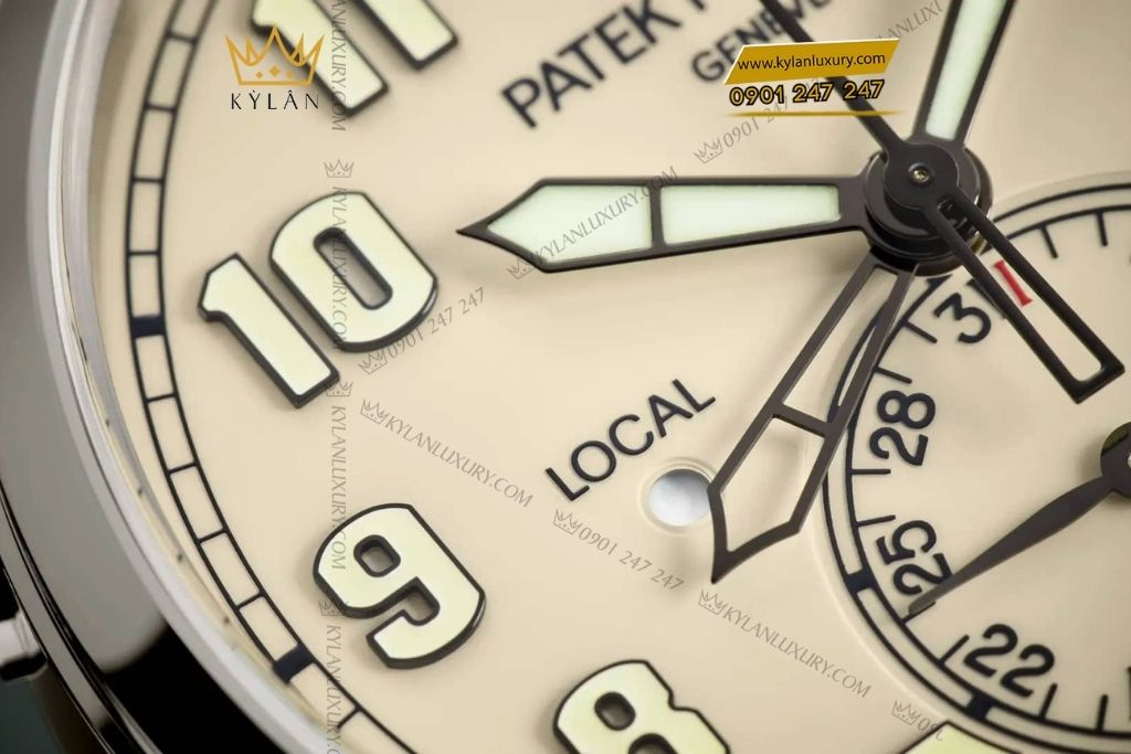 Kỳ Lân Luxury dong ho patek philippe calatrava pilot travel time 5524G 5 Đồng hồ Patek Philippe Calatrava Pilot Travel Time mặt số be sơn mài 5524G-010