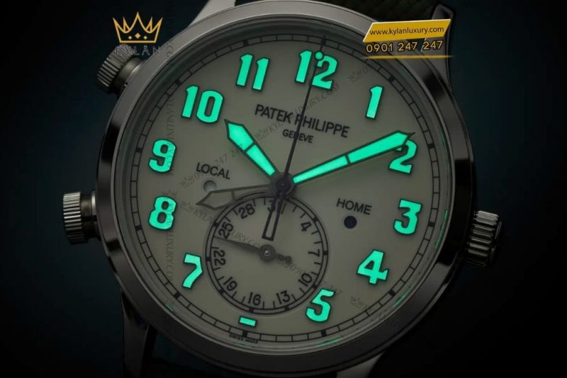 Đồng hồ Patek Philippe Calatrava Pilot Travel Time mặt số be sơn mài 5524G-010