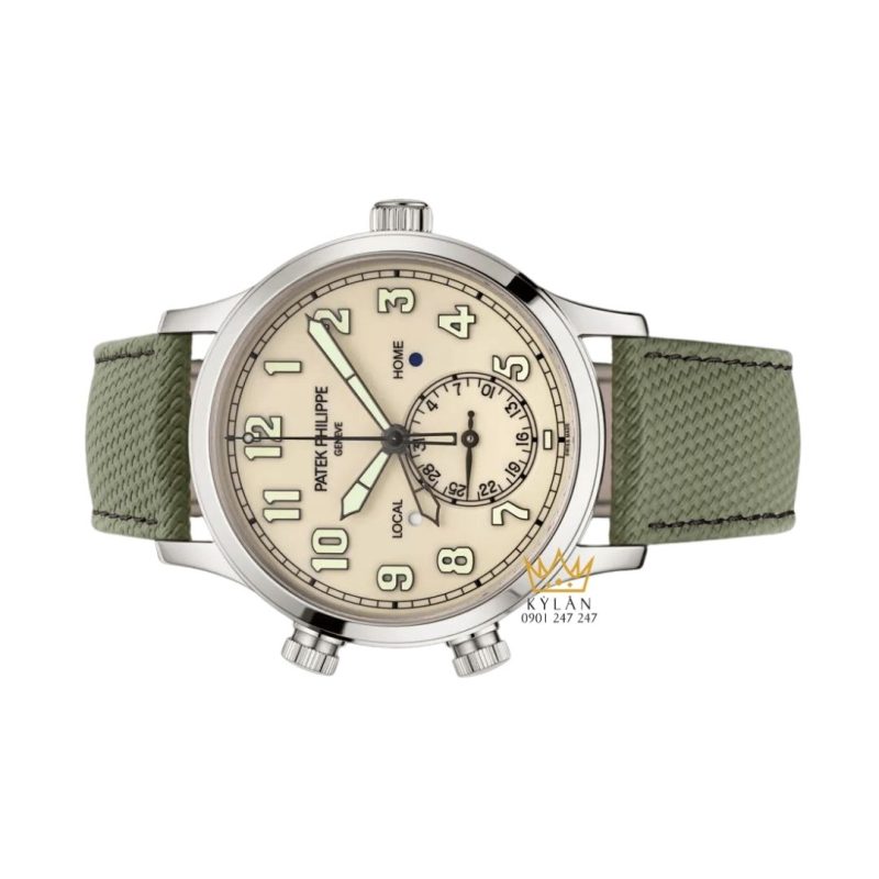 Đồng hồ Patek Philippe Calatrava Pilot Travel Time mặt số be sơn mài 5524G-010