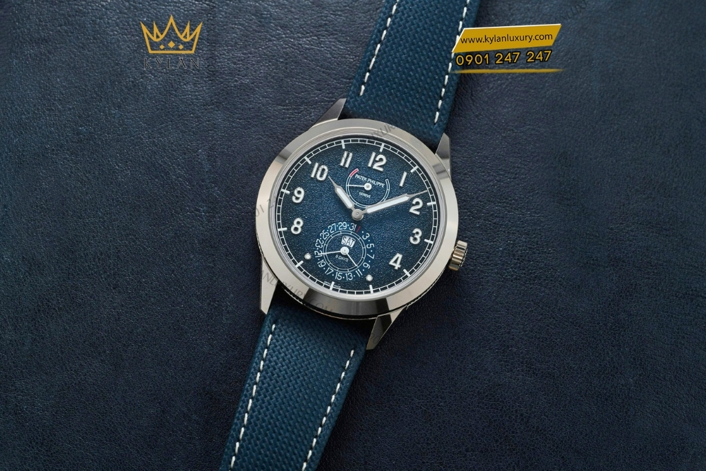Kỳ Lân Luxury dong ho patek philippe complications 5328g 001 mat so xanh chuyen sac 10 Đồng hồ Patek Philippe Complications 5328G-001 8-Day Power Reserve