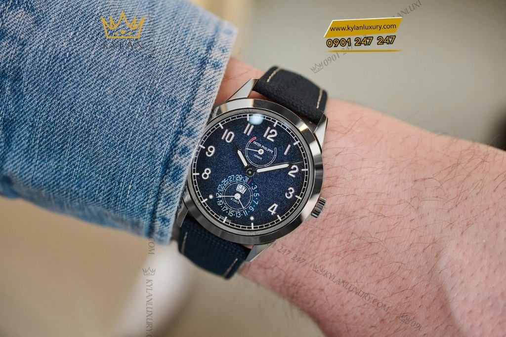 Kỳ Lân Luxury dong ho patek philippe complications 5328g 001 mat so xanh chuyen sac 4 Đồng hồ Patek Philippe Complications 5328G-001 8-Day Power Reserve