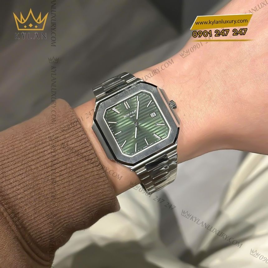 Kỳ Lân Luxury dong ho patek philippe cubirus 5821 1A 001 3 Đồng hồ Patek Philippe Cubitus mặt số xanh olive 5821-1A-001