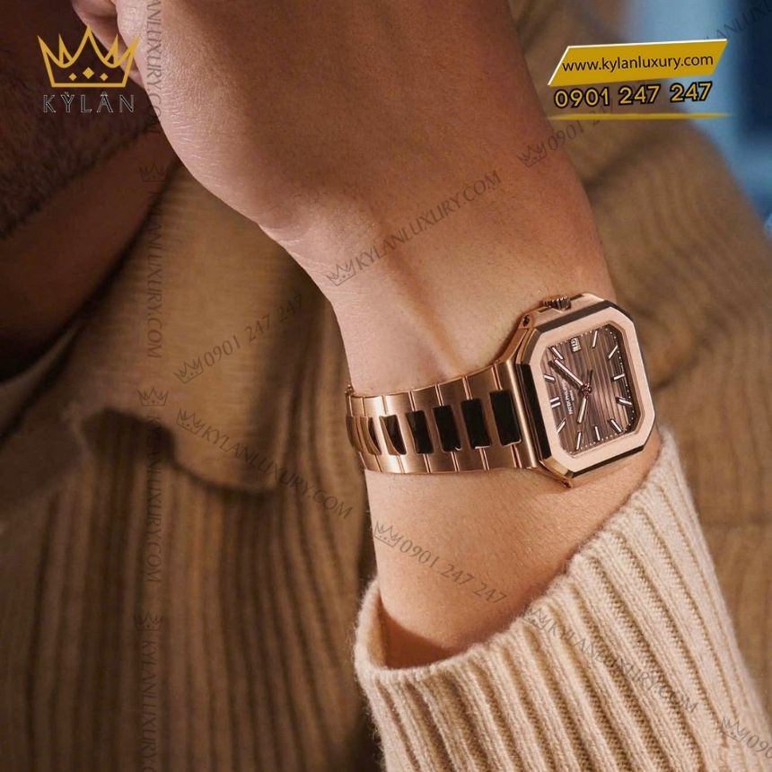 Kỳ Lân Luxury dong ho patek philippe cubitus 7128 1r 001 vang hong 3 1 Đồng hồ Patek Philippe Cubitus 7128/1R-001 vàng hồng mặt số nâu