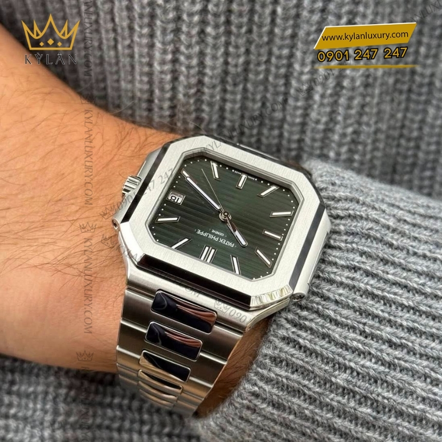 Kỳ Lân Luxury dong ho patek philippe cubitus mat so xanh olive 5821 1a 001 9 Đồng hồ Patek Philippe Cubitus mặt số xanh olive 5821-1A-001