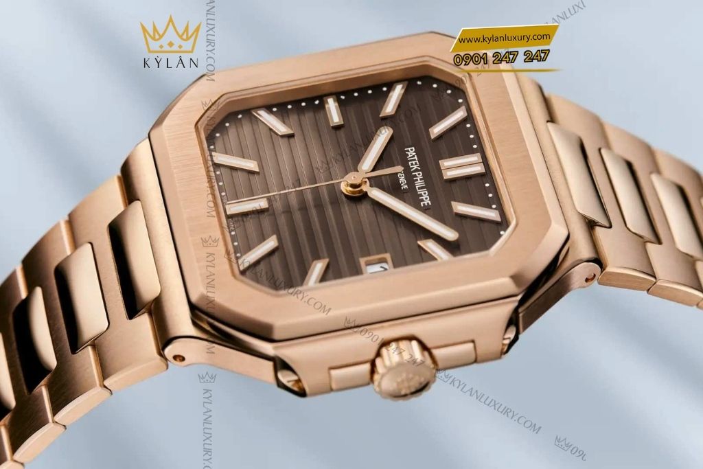 Kỳ Lân Luxury dong ho patek philippe cubtitus 7128r1 001 vang hong Đồng hồ Patek Philippe Cubitus 7128/1R-001 vàng hồng mặt số nâu