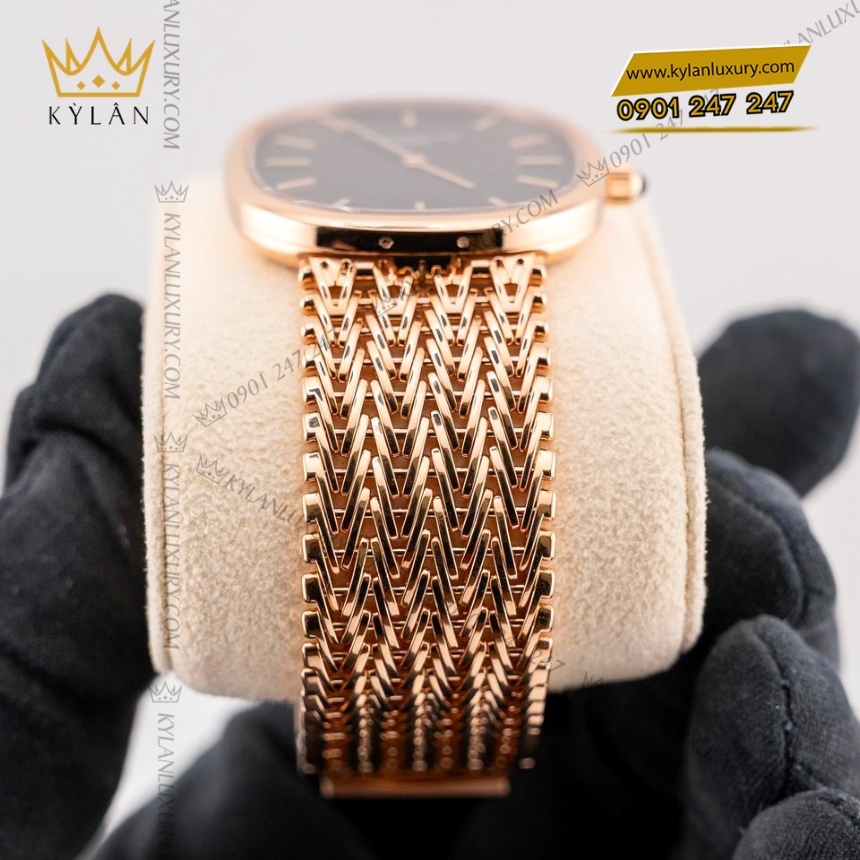 Kỳ Lân Luxury dong ho patek philippe golden ellipse mat so den 5738 1r 00 11 Đồng hồ Patek Philippe Golden Ellipse vàng khối mặt số đen 5738-1R-001