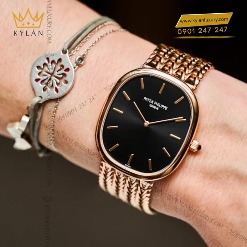 Đồng hồ Patek Philippe Golden Ellipse vàng khối mặt số đen 5738-1R-001