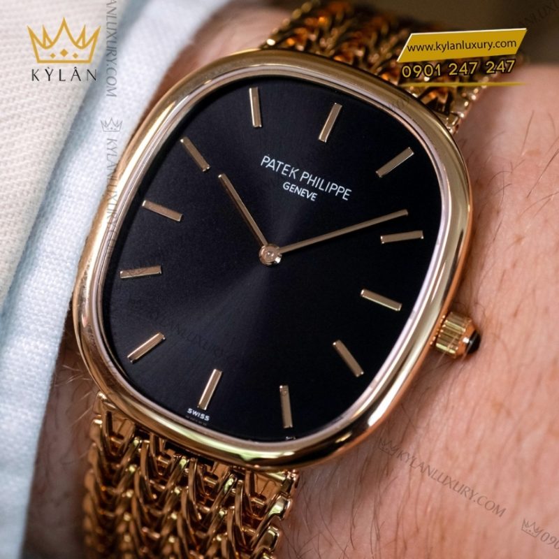 Đồng hồ Patek Philippe Golden Ellipse vàng khối mặt số đen 5738-1R-001