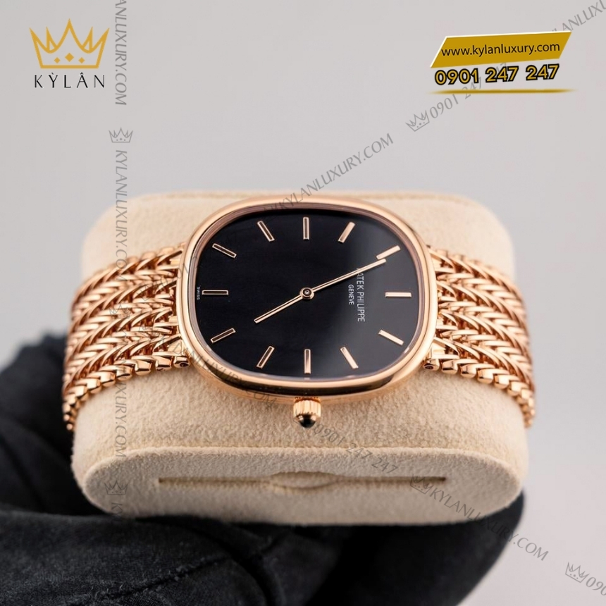 Kỳ Lân Luxury dong ho patek philippe golden ellipse mat so den 5738 1r 00 7 Đồng hồ Patek Philippe Golden Ellipse vàng khối mặt số đen 5738-1R-001