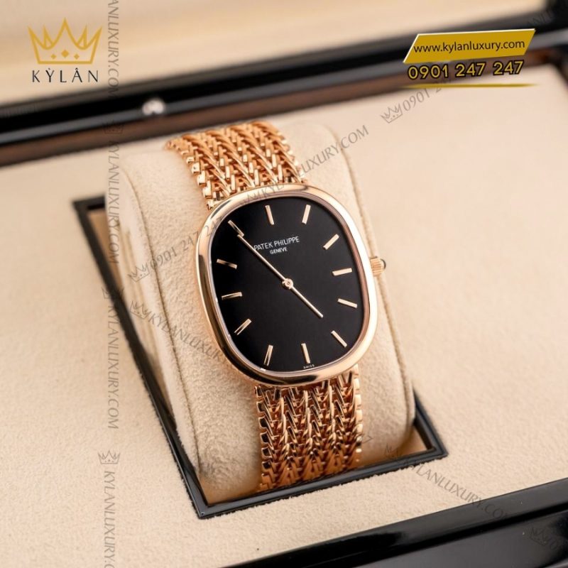 Đồng hồ Patek Philippe Golden Ellipse vàng khối mặt số đen 5738-1R-001